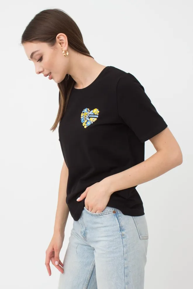 Футболка женская T-shirt print 4802/60 Giulia (black/heart)