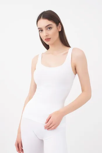 Майка женская бесшовная на широких бретелях Tank Giulia (white), белый Майка женская бесшовная на широких бретелях Tank Giulia (white), белый