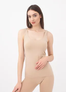 Майка женская бесшовная на широких бретелях Tank Giulia (naturale), бежевый
