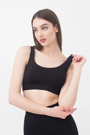 Бесшовный топ на широких бретелях Tank top Giulia (black), черный Бесшовный топ на широких бретелях Tank top Giulia (black), черный