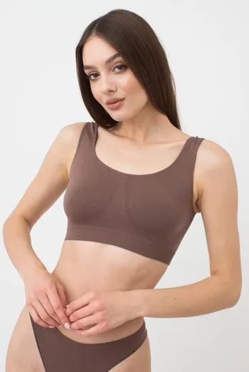 Бесшовный топ на широких бретелях Tank top Giulia (deep taupe), коричневый Бесшовный топ на широких бретелях Tank top Giulia (deep taupe), коричневый