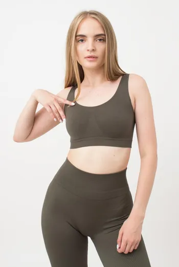 Бесшовный топ на широких бретелях Tank top Giulia (khaki), зеленый Бесшовный топ на широких бретелях Tank top Giulia (khaki), зеленый