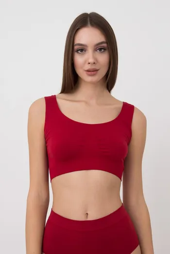 Бесшовный топ на широких бретелях Tank top Giulia (winery), бордовый