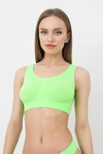 Бесшовный топ на широких бретелях Tank top Giulia (green neon), зеленый