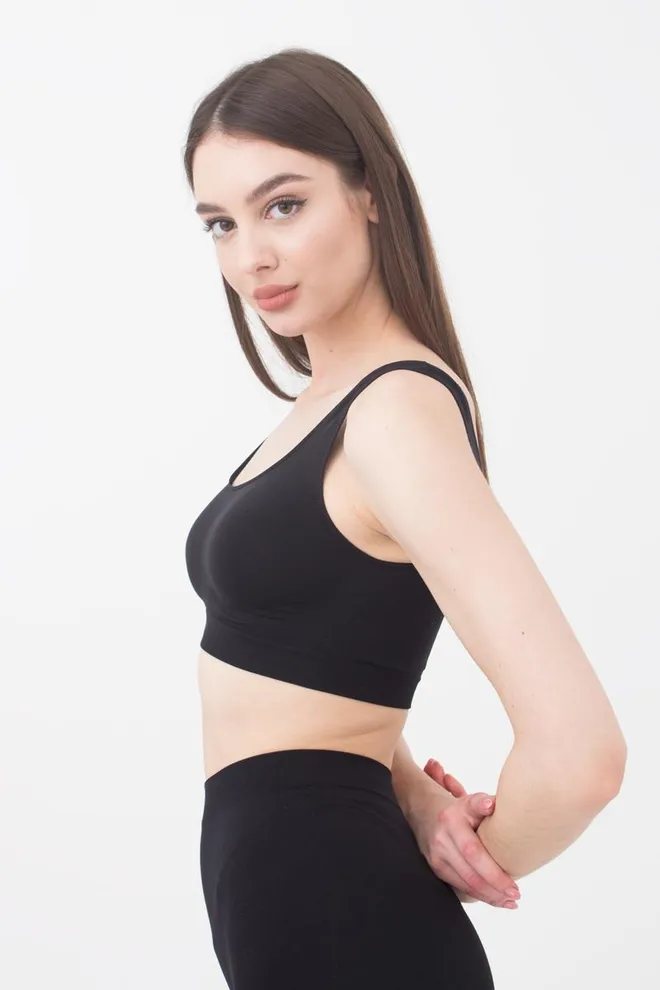 Бесшовный топ на широких бретелях Tank top Giulia (black), черный