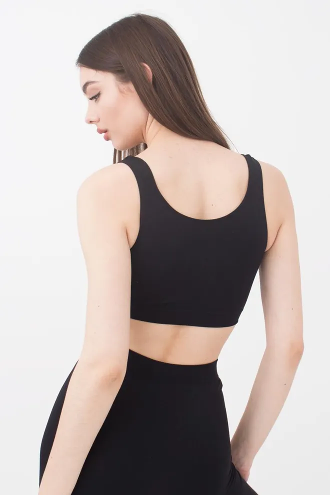 Бесшовный топ на широких бретелях Tank top Giulia (black), черный