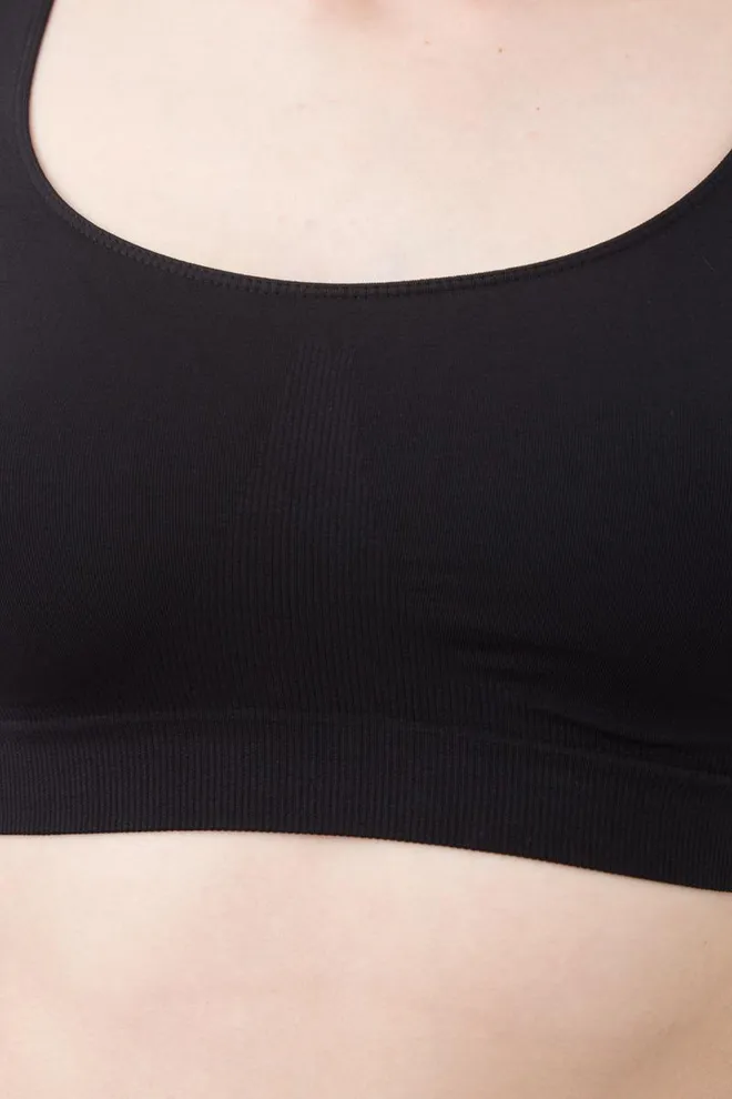 Бесшовный топ на широких бретелях Tank top Giulia (black), черный