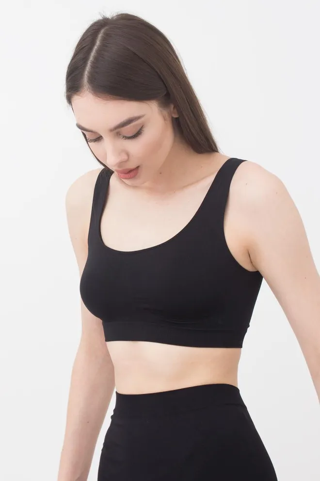 Бесшовный топ на широких бретелях Tank top Giulia (black), черный