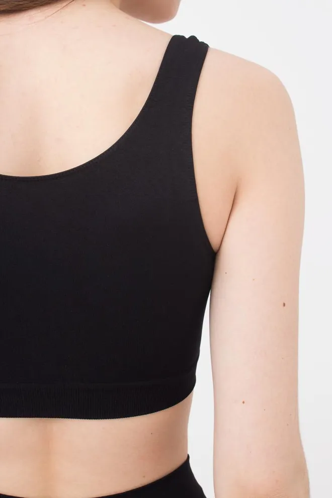 Бесшовный топ на широких бретелях Tank top Giulia (black), черный