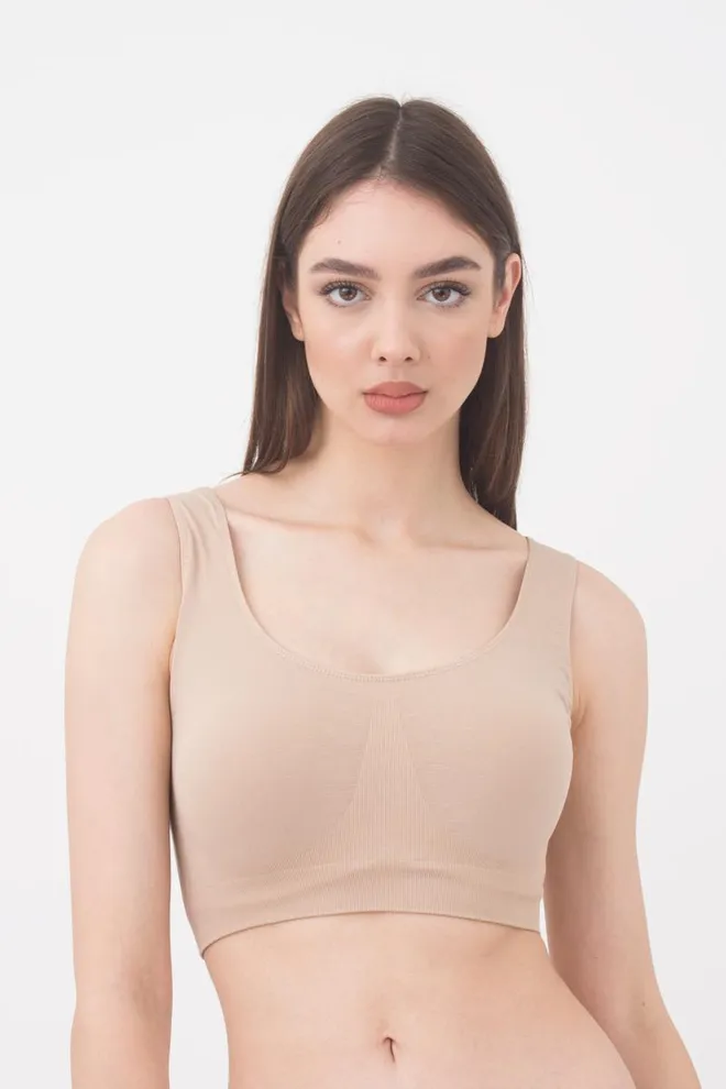 Бесшовный топ на широких бретелях Tank top Giulia (naturale), бежевый