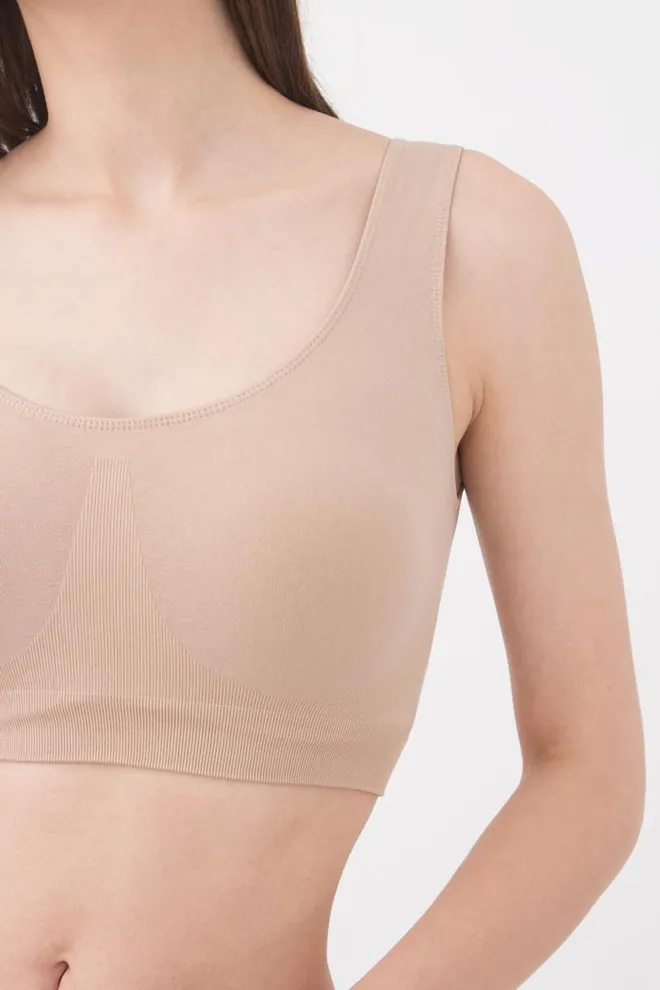 Бесшовный топ на широких бретелях Tank top Giulia (naturale), бежевый