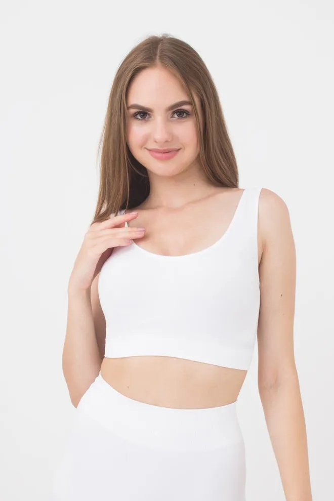 Бесшовный топ на широких бретелях Tank top Giulia (white), белый