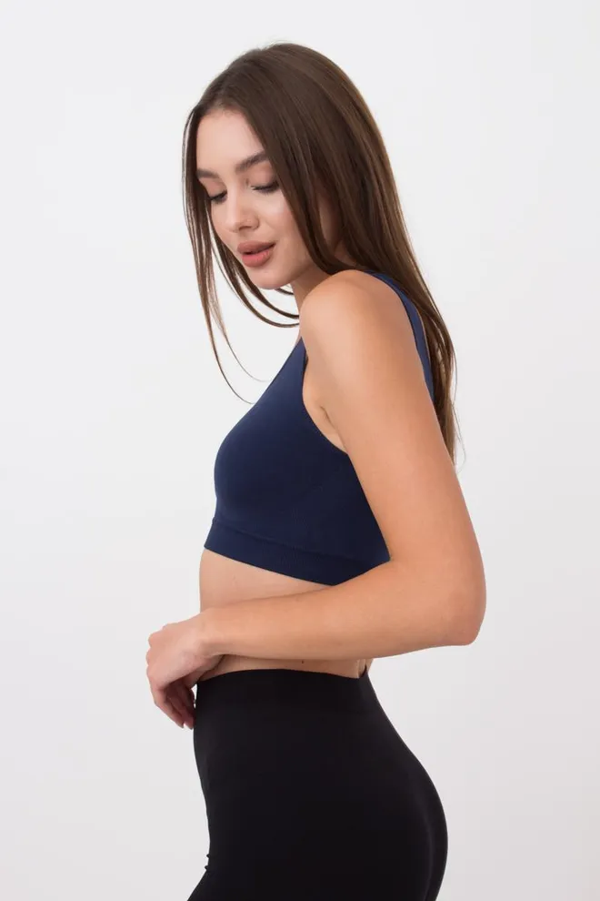 Бесшовный топ на широких бретелях Tank top Giulia (rhodonite), синий