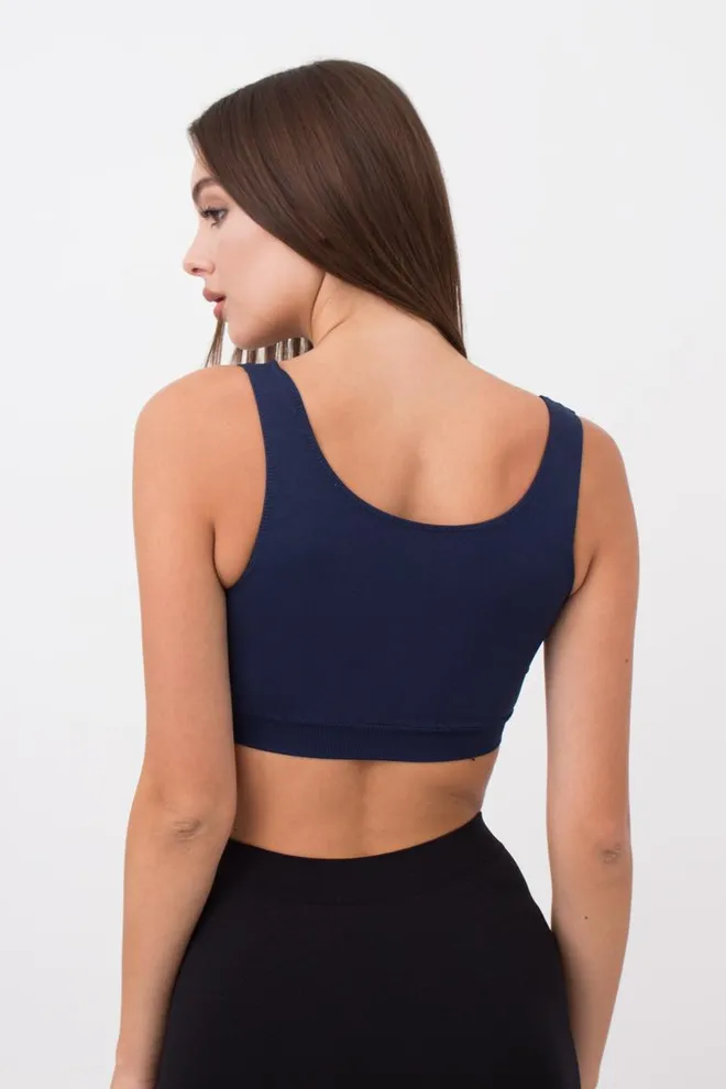 Бесшовный топ на широких бретелях Tank top Giulia (rhodonite), синий