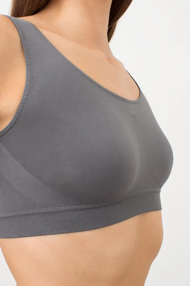 Бесшовный топ на широких бретелях Tank top Giulia (poppy seed), серый