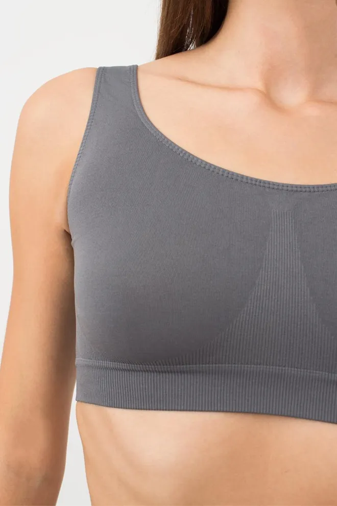 Бесшовный топ на широких бретелях Tank top Giulia (poppy seed), серый