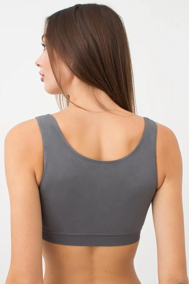 Бесшовный топ на широких бретелях Tank top Giulia (poppy seed), серый