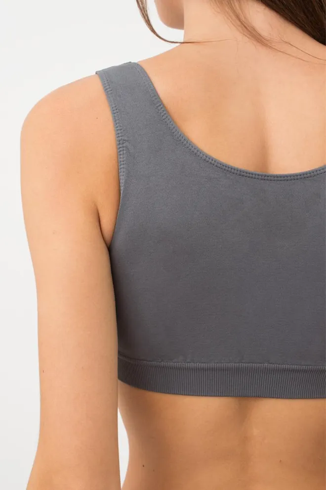 Бесшовный топ на широких бретелях Tank top Giulia (poppy seed), серый