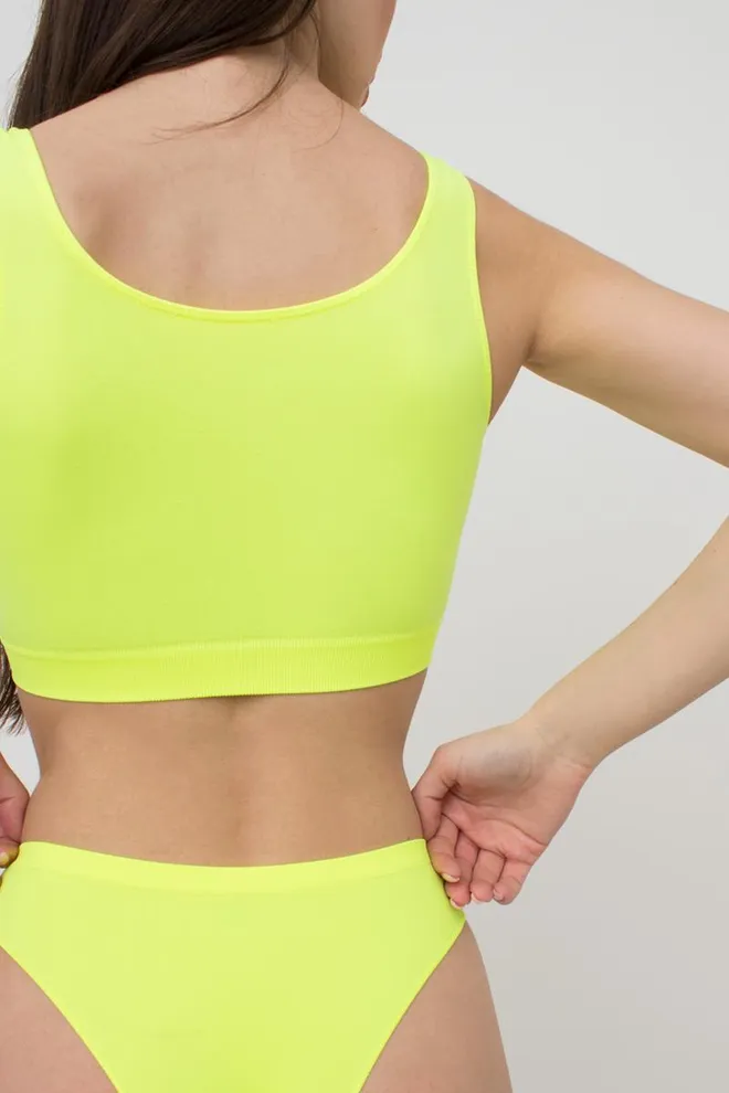 Бесшовный топ на широких бретелях Tank top Giulia (yellow neon), желтый