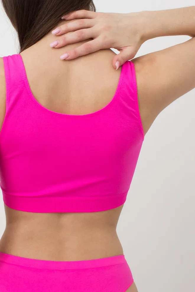 Бесшовный топ на широких бретелях Tank top Giulia (pink neon)