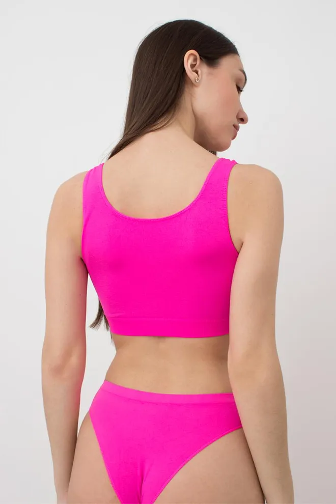 Бесшовный топ на широких бретелях Tank top Giulia (pink neon)