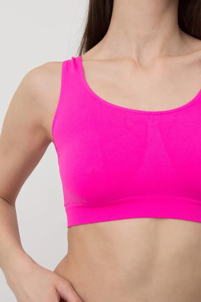 Бесшовный топ на широких бретелях Tank top Giulia (pink neon)