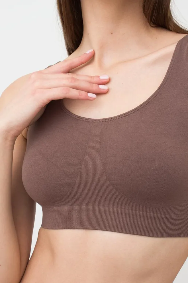 Бесшовный топ на широких бретелях Tank top Giulia (deep taupe), коричневый