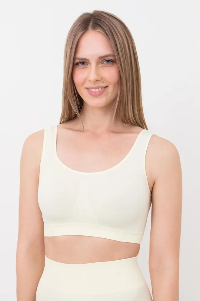 Бесшовный топ на широких бретелях Tank top Giulia (vanilla),желтый