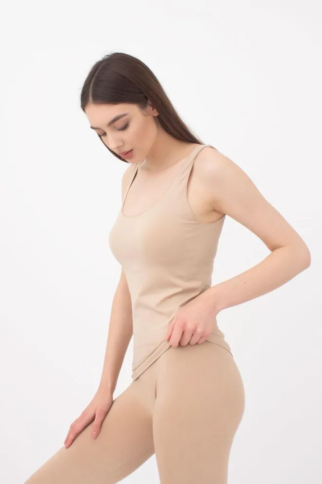 Майка женская бесшовная на широких бретелях Tank Giulia (naturale), бежевый