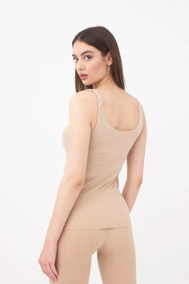 Майка женская бесшовная на широких бретелях Tank Giulia (naturale), бежевый
