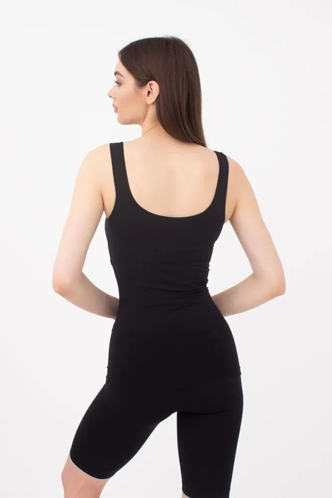 Майка женская бесшовная на широких бретелях Tank Giulia (black), чёрный