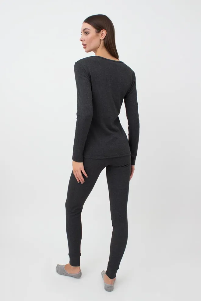Термофутболка женская в рубчик Thermo Sport 4905/190 Giulia (dark grey)