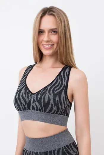 Бесшовный топ с анималистичным принтом Top Animal Melange 01 Giulia (nero), черный Бесшовный топ с анималистичным принтом Top Animal Melange 01 Giulia (nero), черный