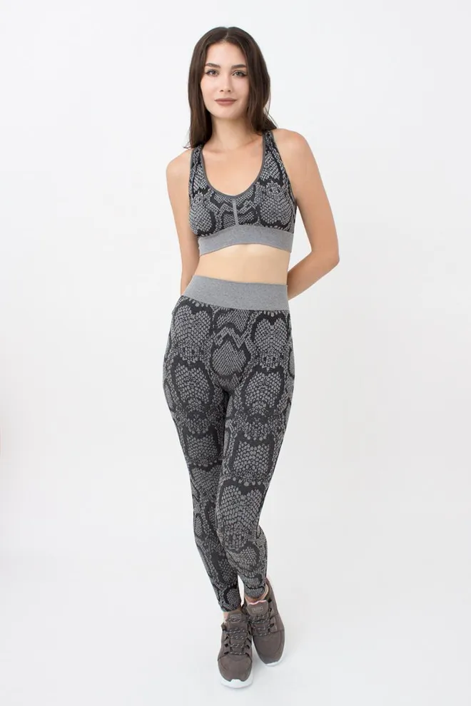 Бесшовный топ с анималистичным принтом Top Animal Melange Giulia (poppy seed), серый