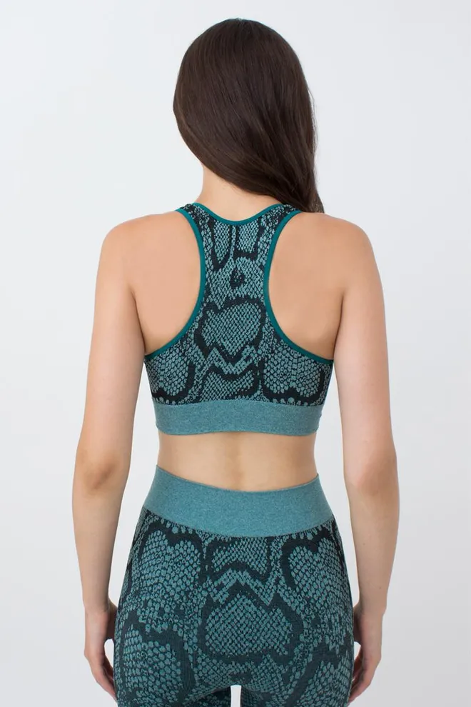 Бесшовный топ с анималистичным принтом Top Animal Melange Giulia (harbor blue), зеленый