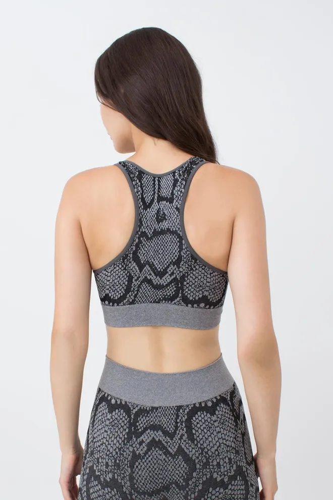 Бесшовный топ с анималистичным принтом Top Animal Melange Giulia (poppy seed), серый