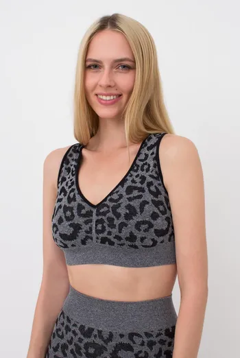 Безшовний топ з анімалістичним принтом Top Animal Melange 03 Giulia (black), чорний