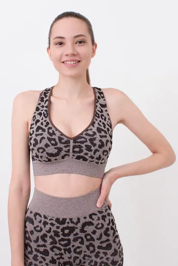 Бесшовный топ с анималистичным принтом Top Animal Melange 03 Giulia (deep taupe), коричневый Бесшовный топ с анималистичным принтом Top Animal Melange 03 Giulia (deep taupe), коричневый