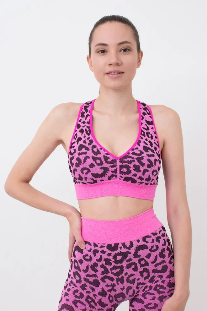 Безшовний топ з анімалістичним принтом Top Animal Melange 03 Giulia (pink neon), рожевий
