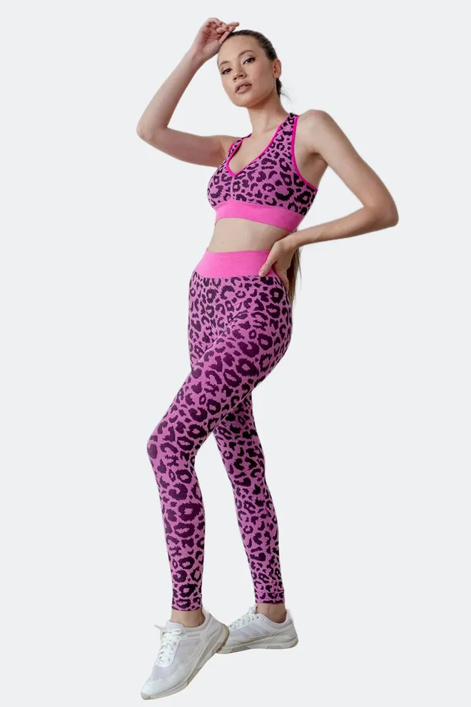 Безшовний топ з анімалістичним принтом Top Animal Melange 03 Giulia (pink neon), рожевий