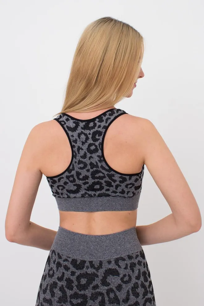 Безшовний топ з анімалістичним принтом Top Animal Melange 03 Giulia (black), чорний