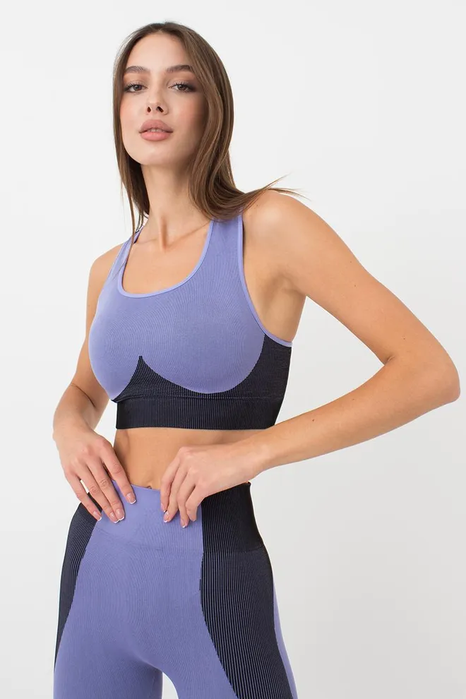 Бесшовный топ со вставкой в рубчик Top Color Block Giulia (very peri)