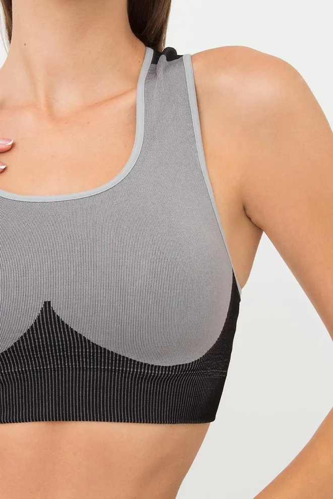 Безшовний топ зі вставкою у рубчик Top Color Block Giulia (ultimate grey)