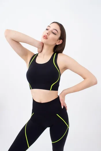 Спортивный топ Top neon stripe Giulia (black/yellow neon)