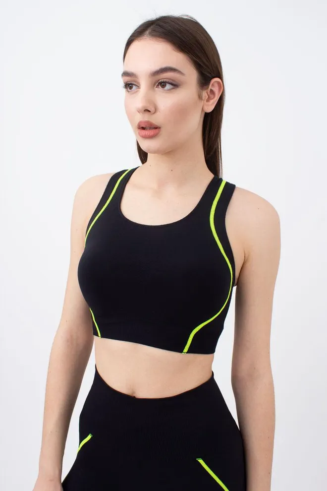 Спортивный топ Top neon stripe Giulia (black/yellow neon)