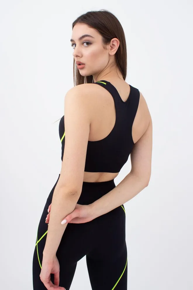 Спортивный топ Top neon stripe Giulia (black/yellow neon)
