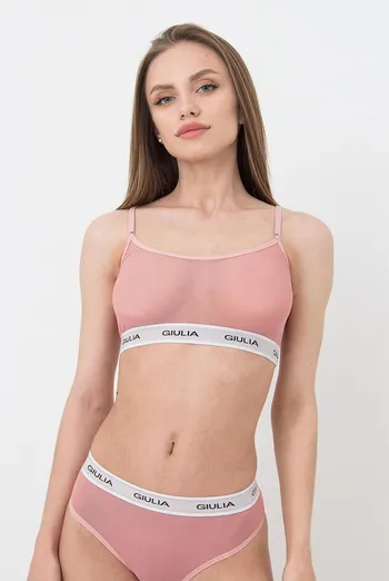 Прозрачный топ в сетку на широкой резинке Top Net 4101/40 Giulia (powder)