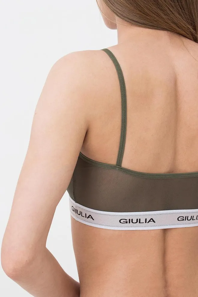 Прозрачный топ в сетку на широкой резинке Top Net 4101/40 Giulia (khaki)