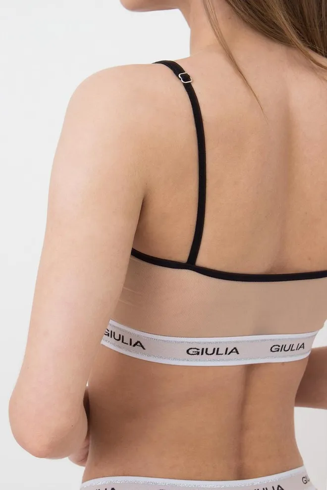 Прозрачный топ в сетку на широкой резинке Top Net 4101/40 Giulia (beige/black)