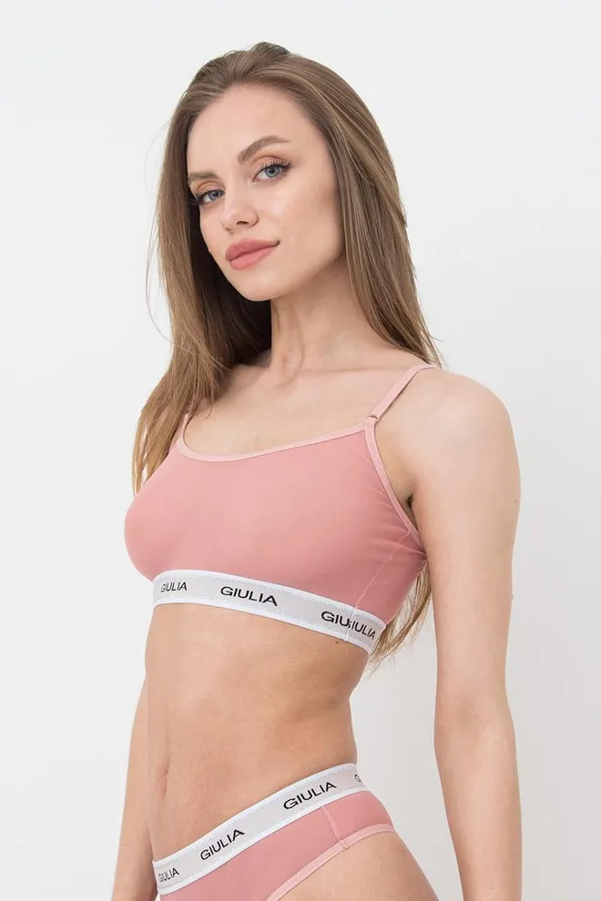 Прозрачный топ в сетку на широкой резинке Top Net 4101/40 Giulia (powder)